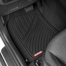 Load image into Gallery viewer, Motor Trend FlexTough Performance All Weather Rubber Car Floor Mats - 3 Piece Floor Mats Automotive Liners for Cars Truck SUV, Heavy-Duty Waterproof (Black)
