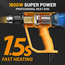 Load image into Gallery viewer, COWALT Heat Gun 1800W Fast Heating for Vinyl Wrap, Crafting, Shrink Tubing, Paint, Epoxy Resin, Candle Making Variable, Adjustable Temperature, Overload Protection Hot Air Gun Kit Nozzles, Scraper
