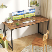 Load image into Gallery viewer, Huuger Computer Desk, 55 Inch Office Desk, Gaming Desk with Storage, Writing Desk Work Desk for Home Office, Study, Modern Simple Desk, Large Legroom, Metal Frame, Rustic Brown
