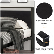 Load image into Gallery viewer, SHA CERLIN 14 Inch Full Size Metal Platform Bed Frame with Wooden Headboard and Footboard, Mattress Foundation, No Box Spring Needed, Large Under Bed Storage, Non-Slip Without Noise, Black Oak
