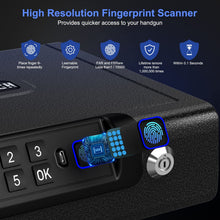 Load image into Gallery viewer, Gun Safe,Biometric Gun Safe for Pistols 3-Ways unlock Safe Fingerprint Digital PIN Key Unlock with Voice, Gun lock box for Cloakroom living room Bedroom Nightstand and Car BILLCONCH
