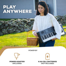 Load image into Gallery viewer, Alesis Melody 61 Keyboard Piano for Beginners with 61 Keys, Speakers, Stand, Bench, Headphones, Tablet/Sheet Music Stand, 300 Sounds and Music Lessons
