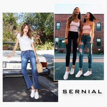 Load image into Gallery viewer, SERNIAL Women&#39;s White Tennis Shoes PU Leather Sneakers Casual Walking Shoes for Women(White,US9)
