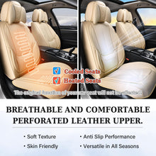Load image into Gallery viewer, Coverado Universal Seat Covers Full Set, 5 Seats Universal Seat Covers for Cars, Waterproof NAPPA Leather Car Seat Covers with Head Pillow, Auto Protectors Fit for Most Sedans SUV Pick-up Truck, Beige
