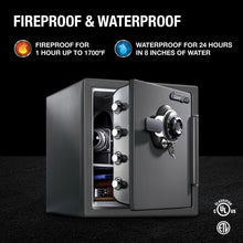 Load image into Gallery viewer, SentrySafe Medium Gray Fireproof Safe and Waterproof Safe Box with Dial Combination, Home Safe for Money, Documents, or other Valuables, 1.23 Cubic Feet, SFW123DSB
