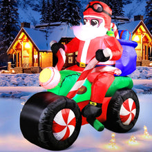 Load image into Gallery viewer, DomKom 6FT Christmas Inflatables Motorcycle, Santa Claus Ride Motorcycle Blow up Giant Yard Decoration, Outdoor Built-in LED Lights Party Lawn Holiday Winter Decor Outside
