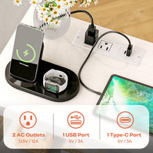 Load image into Gallery viewer, SUPERJARE Nightstand with Charging Station, Bed Side Table with Adjustable Fabric Drawer, Night Stand for Bedroom, 3-Tier Storage End Table, for Living Room, White

