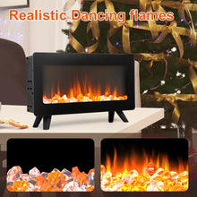 Load image into Gallery viewer, 16&quot; Small Electric Fireplace Heater - Desk Space Heater with Realistic Led 3D Flames, Freestanding Fire Places Electric Fireplace Stove, Infrared Heater Indoor, 1500w, Overheating Protection
