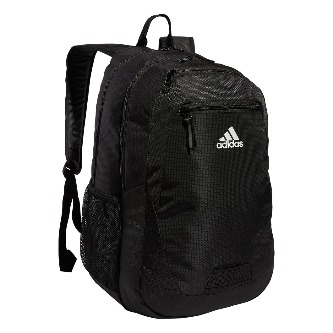 adidas Foundation Backpack (38L) Durable Large Athletic Student Laptop Book Bag for Boys/Girls, Black/White, One Size