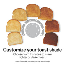 Load image into Gallery viewer, Hamilton Beach Gourmet 2 Slice Slot Toaster with Extra Long &amp; Wide Slots, Sure-Toast Technology, Shade Selector, Bagel Setting, Matte Black and Stainless Steel (22996)
