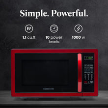 Load image into Gallery viewer, Farberware Countertop Microwave 1000 Watts, 1.1 cu ft - Microwave Oven With LED Lighting and Child Lock - Perfect for Apartments and Dorms - Easy Clean Metallic Red
