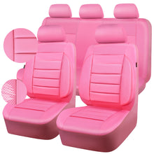 Load image into Gallery viewer, CAR PASS Pink Leather Seat Covers Full Set Universal Water Resistant 3D Foam Back Support, Luxury Comfort Automotive 5 Seat Covers All Season Fit SUV,Sedan,Van, Airbag Compatible Elegance Pink
