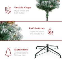 Load image into Gallery viewer, Best Choice Products 4.5ft Pre-Decorated Holiday Christmas Tree for Home, Office, Party Decoration w/ 450 PVC Branch Tips, Partially Flocked Design, Pine Cones, Metal Hinges &amp; Base
