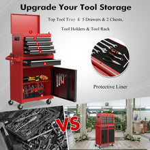 Load image into Gallery viewer, Goplus Rolling Tool Chest, 5-Drawer Tool Box Organizer w/Lockable Wheels &amp; Sliding Drawers &amp; Detachable Top &amp; Adjustable Shelf, Tool Storage Cabinet for Garage Workshop (Red+Black)
