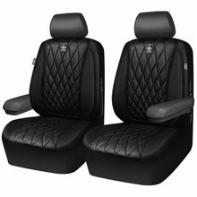 Load image into Gallery viewer, CAR PASS Piping Luxury Faux PU Leather Two Front Car Seat Covers, Waterproof Anti Slip Seat Covers Compatible with Front Seat Armrests,Universal Fit for Suvs,Vans,Trucks, Airbag Compatible(All Black)
