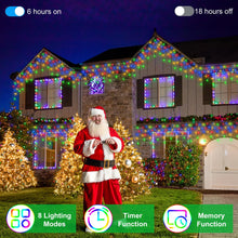 Load image into Gallery viewer, 1620 LED Christma Lights with 360 Drops, 164ft Outdoor Hanging lights with 8 Modes &amp; Timer Memory, Outsite Waterproof Curtain String Lights for Front House Fence Tree Holiday Decorations Multicolor
