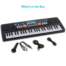 Load image into Gallery viewer, PYLE Electric Piano, Electric Keyboard Piano, Music Keyboard - 49 Keys, Drum Pad, Microphone Included, Portable Design, Record &amp; Playback Mode
