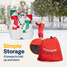 Load image into Gallery viewer, VIVOHOME 6FT Christmas Inflatable Outdoor Decoration, Snowman Family Hug, Navidad Blow Up Yard Decor with Built-in LED Light for Lawn, Garden, Party

