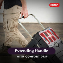 Load image into Gallery viewer, Keter Masterloader Resin Rolling Tool Box with Locking System and Removable Bins – Perfect Organization and Storage Chest for Power Drill, Tape Measure, and Screwdriver Set, Black
