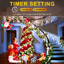 Load image into Gallery viewer, KNONEW 99FT 1216 LED Christmas Lights Outdoor Decorations 8 Modes White Curtain String Light with 228 Drops, Clear Wire LED String Light Indoor Decor for Wedding Party Holiday Christmas
