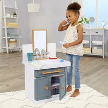 Load image into Gallery viewer, Little Tikes First Bathroom Sink with Real Working Faucet Pretend Play for Kids, 12 Bathroom Accessories, Interactive Unique Toy Multi-Color, Ages 2+ Grey
