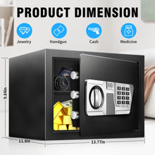 Load image into Gallery viewer, TOTOY Small Safe Box 1.5 Cu Ft Home Safe with LED Sensor Light, Safe for Home Documents with Keys and Digital Keypad, Hidden Key Lock Box for Cash Jewelry Valuables

