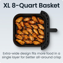 Load image into Gallery viewer, Chefman Crispinator Air Fryer 6-in-1 with 8 Qt capacity, 450°F Max Temp with TurboFry Pro Technology for Fast and Even Results, Viewing Window, Nonstick Ceramic Basket
