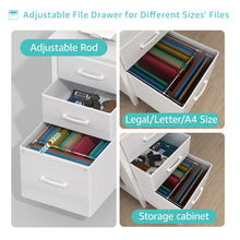 Load image into Gallery viewer, Lufeiya White Computer Desk with Fabric File Drawers Cabinet, 47 Inch Home Office Desks with Filing Cabinet for Small Space, Modern Writing Table PC Desks, White
