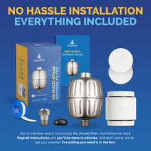 Load image into Gallery viewer, AquaBliss HD HEAVY DUTY High Output Shower Filter – Latest Superior Advanced 30x Filter Media - Universal Multi-Stage Shower Head Filter Reduces Chemicals, Chlorine &amp; Odors - Brushed Nickel (SF500)

