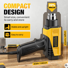 Load image into Gallery viewer, SEEKONE 1800W Heat Gun Compact Design Heavy Duty Hot Air Gun 122℉~1202℉（50℃- 650℃）Variable Temperature Control for 2 Speed Settings with 4 Nozzels for Crafts, Vinyl Wrap, Shrink Tubing
