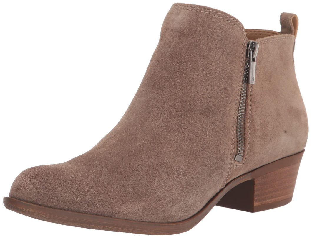 Lucky Brand Women's Basel Ankle Boot, Dark Mushroom/Natural Oiled Suede, 10