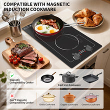 Load image into Gallery viewer, VBGK Induction Cooktop,110V 2300W 2 burner hot plate with Knob Control,9 Power Levels, Kids Lock &amp; Timer,LED touch control,Overheat Protection Electric stove,2 burner induction cooktop
