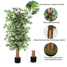 Load image into Gallery viewer, GTIDEA 6ft Artificial Tree Ficus, Tall Faux Trees Indoor with Natural Trunk and Fake Silk Tree Fake Plants for Home Christmas Decor Living Room Outdoor Balcony House Office (Included Dried Moss)
