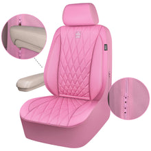 Load image into Gallery viewer, CAR PASS Piping Luxury Leather Two Front Car Seat Covers, Cute Girly Waterproof Anti Slip Seat Covers Compatible with Front Seat Armrests,Universal Fit for Suvs,Vans,Trucks,Airbag Compatible(All Pink)
