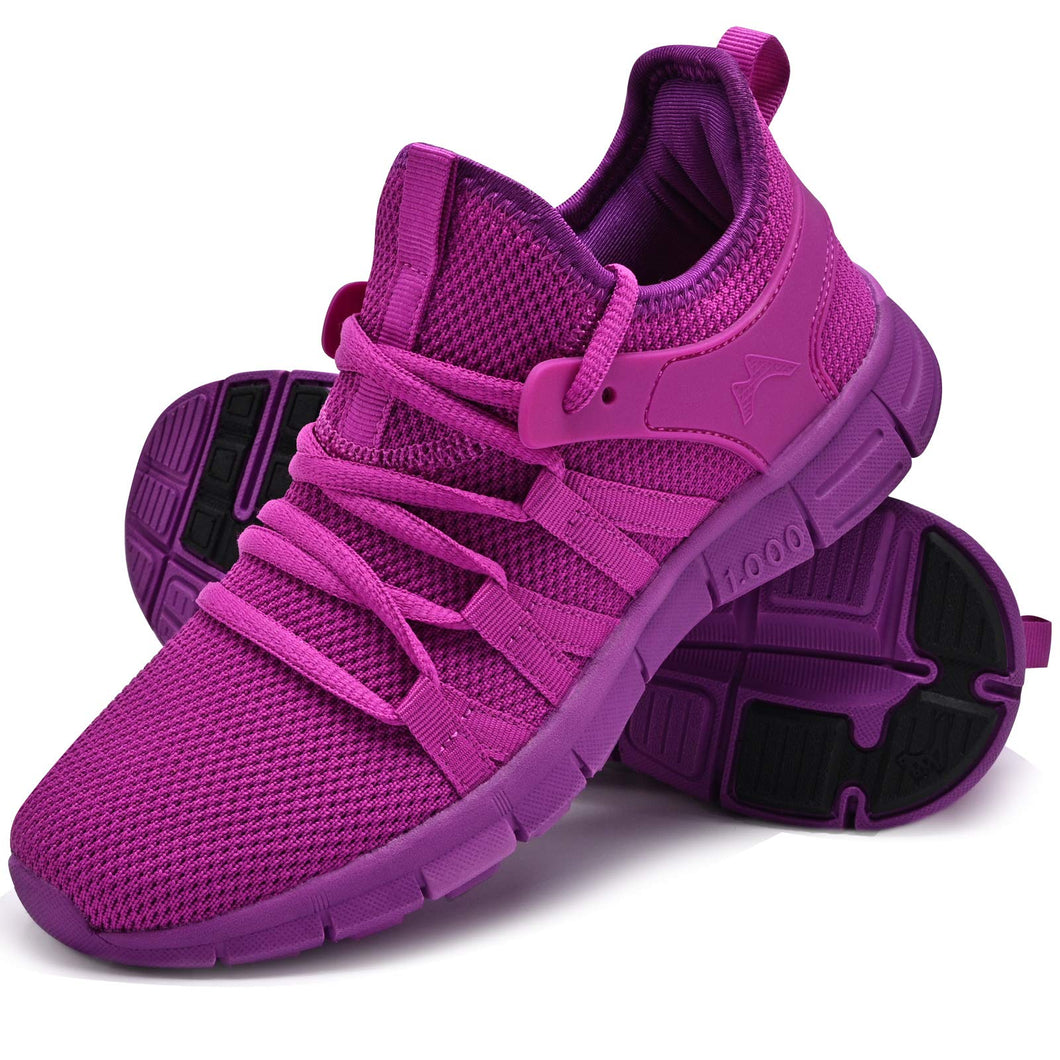 INZCOU Running Shoes Lightweight Tennis Shoes Non Slip Gym Workout Shoes Breathable Mesh Walking Sneakers Purple 8women / 7men