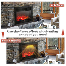 Load image into Gallery viewer, Giantex 28.5&quot; Electric Fireplace Insert, Wall Recessed/Mounted, Freestanding Fireplace with Remote Control, 3 Color Adjustable Flames, 2 Modes Heat, 8 H Timer, 5 Brightness Settings, 750/1500W Heater

