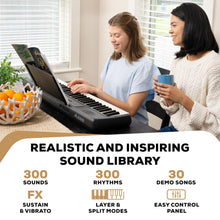 Load image into Gallery viewer, Alesis Melody 61 MK4 Keyboard Piano for Beginners with 61 Keys Speakers, Tablet/Sheet Music Stand, 300 Sounds and Music Lessons
