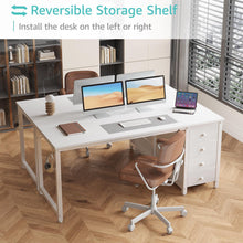 Load image into Gallery viewer, Lufeiya White Computer Desk with Drawers - 55 Inch Long Study Work Writing Desk for Home Office Bedroom, Simple Modern Cute PC Desks with Fabric Drawer, White
