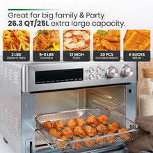Load image into Gallery viewer, VAL CUCINA Infrared Heating Air Fryer Toaster Oven, Extra Large Countertop Convection Oven 10-in-1 Combo, 6-Slice Toast, Enamel Baking Pan Easy Clean with Recipe Book, Brushed Stainless Steel Finish
