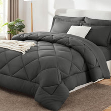 Load image into Gallery viewer, CozyLux Queen Bed in a Bag 7-Pieces Comforter Sets with Comforter and Sheets Dark Grey All Season Bedding Sets with Comforter, Pillow Shams, Flat Sheet, Fitted Sheet and Pillowcases

