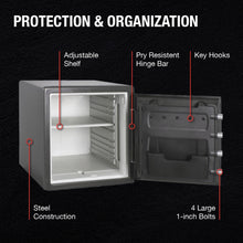 Load image into Gallery viewer, SentrySafe Medium Gray Fireproof Safe and Waterproof Safe Box with Dial Combination, Home Safe for Money, Documents, or other Valuables, 1.23 Cubic Feet, SFW123DSB
