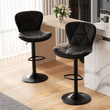 Load image into Gallery viewer, Nalupatio Modern Bar Stools Set of 2, Adjustable Faux Leather Upholstered Swivel Bar Stools, Counter Height Bar Chairs with Back for Kitchen Island, Black
