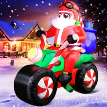 Load image into Gallery viewer, DomKom 6FT Christmas Inflatables Motorcycle, Santa Claus Ride Motorcycle Blow up Giant Yard Decoration, Outdoor Built-in LED Lights Party Lawn Holiday Winter Decor Outside
