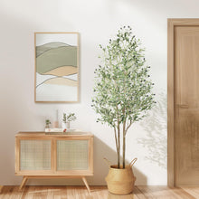 Load image into Gallery viewer, Alupssuc 6ft Faux Olive Tree, Artificial Olive Trees Indoor with Natural Wood Trunk &amp; Lifelike Fruits, Fake Olive Tree with White Planter for Home Balcony Office Garden Room Decor Gift, 6 Feet, 72 in
