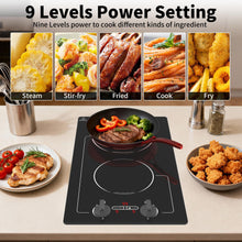 Load image into Gallery viewer, VBGK Induction Cooktop,110V 2300W 2 burner hot plate with Knob Control,9 Power Levels, Kids Lock &amp; Timer,LED touch control,Overheat Protection Electric stove,2 burner induction cooktop
