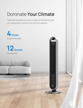 Load image into Gallery viewer, Dreo Tower Fan for Bedroom, 42 Inch 120° Oscillating Fan, 25dB Quiet DC Motor, 27ft/s Velocity Bladeless Standing Fan with 12 Speeds, 4 Modes, 12H Timer Cooling Fans for Home, Living Room, Pilot Max S
