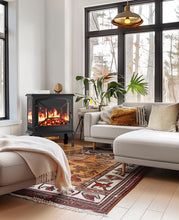 Load image into Gallery viewer, Silonn Electric Fireplace Heater, 5300 BTU Portable Fireplace with App &amp; Remote,24-inch Low Noise Electric Fire Place with 5 Brightness Levels, Temp Control &amp; Timer for Living Room, Bedroom, Black
