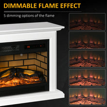 Load image into Gallery viewer, HOMCOM 31&quot; Electric Fireplace with Dimmable Flame Effect and Mantel, Freestanding Space Heater with Log Hearth and Remote Control, 1400W, White
