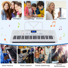 Load image into Gallery viewer, Costzon 61 Key Keyboard Piano, Electric Piano Keyboard with Lighted Keys, 350 Rhythms, 350 Timbres, 50 Demos, 3 Teaching Modes, Microphone &amp; Headphones, Portable Keyboard Piano for Beginners Adults

