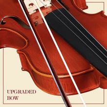 Load image into Gallery viewer, Aileen 4/4 Violin Set, Full Size Solidwood Fiddle for Adults Beginners with Hard Oblong Case, Shoulder Rest, Rosin, Two Bows, Clip-on Tuner, Extra Strings, Mute, Fingerboard Sticker, Bridge
